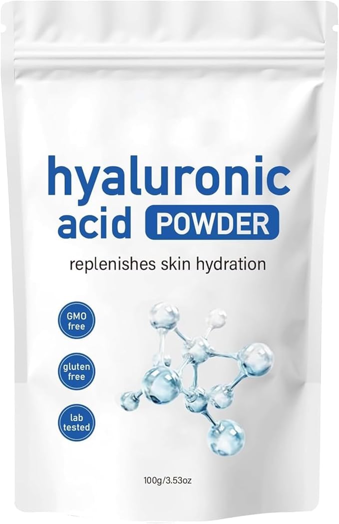 Hyaluronic Acid Powder, Hyaluronic Acid Powder for Skin Care, Low Molecular Weight, Water Soluble Hydrating Ingredient for Moisture, Skin Hydration and Moisture Support