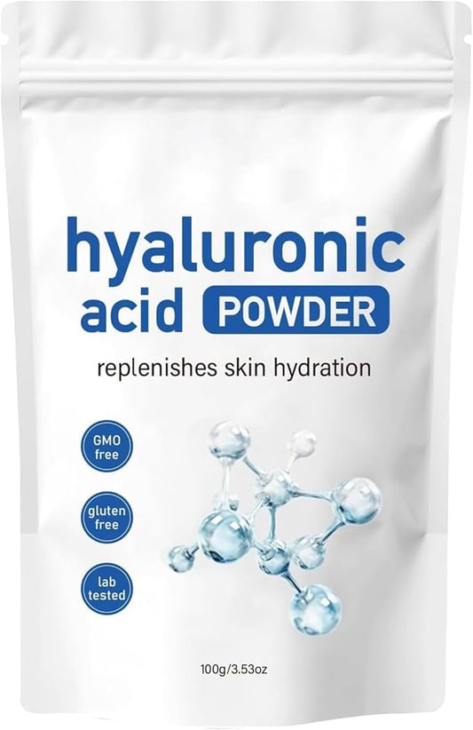 Hyaluronic Acid Powder, Hyaluronic Acid Powder for Skin Care, Low Molecular Weight, Water Soluble Hydrating Ingredient for Moisture, Skin Hydration and Moisture Support