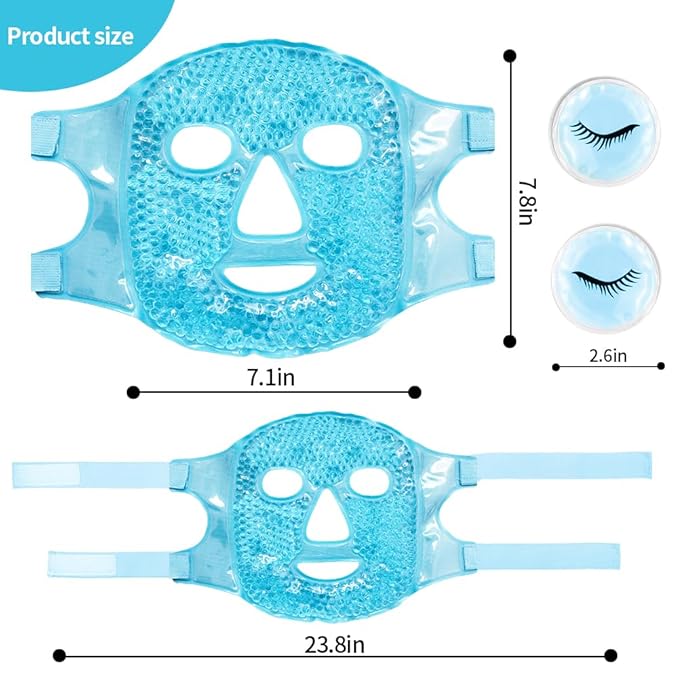 Cold Face Eye Masks Ice Face Mask Hot Cold Compress For Dark Circles, Puffiness, Migraines, Headache, Stress, Redness, Cooling Face Masks For Women Man, Skin Care