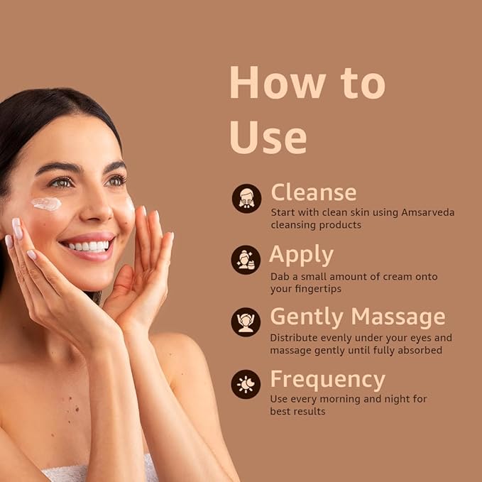 Amsarveda Hydrating Under Eye Cream - Enriched with Beneficial Ingredients from Aloe Vera, Pumpkin Seed & Almond Oil, Reduces Fine Lines & Boosts Hydration - 15ml (0.5 oz)