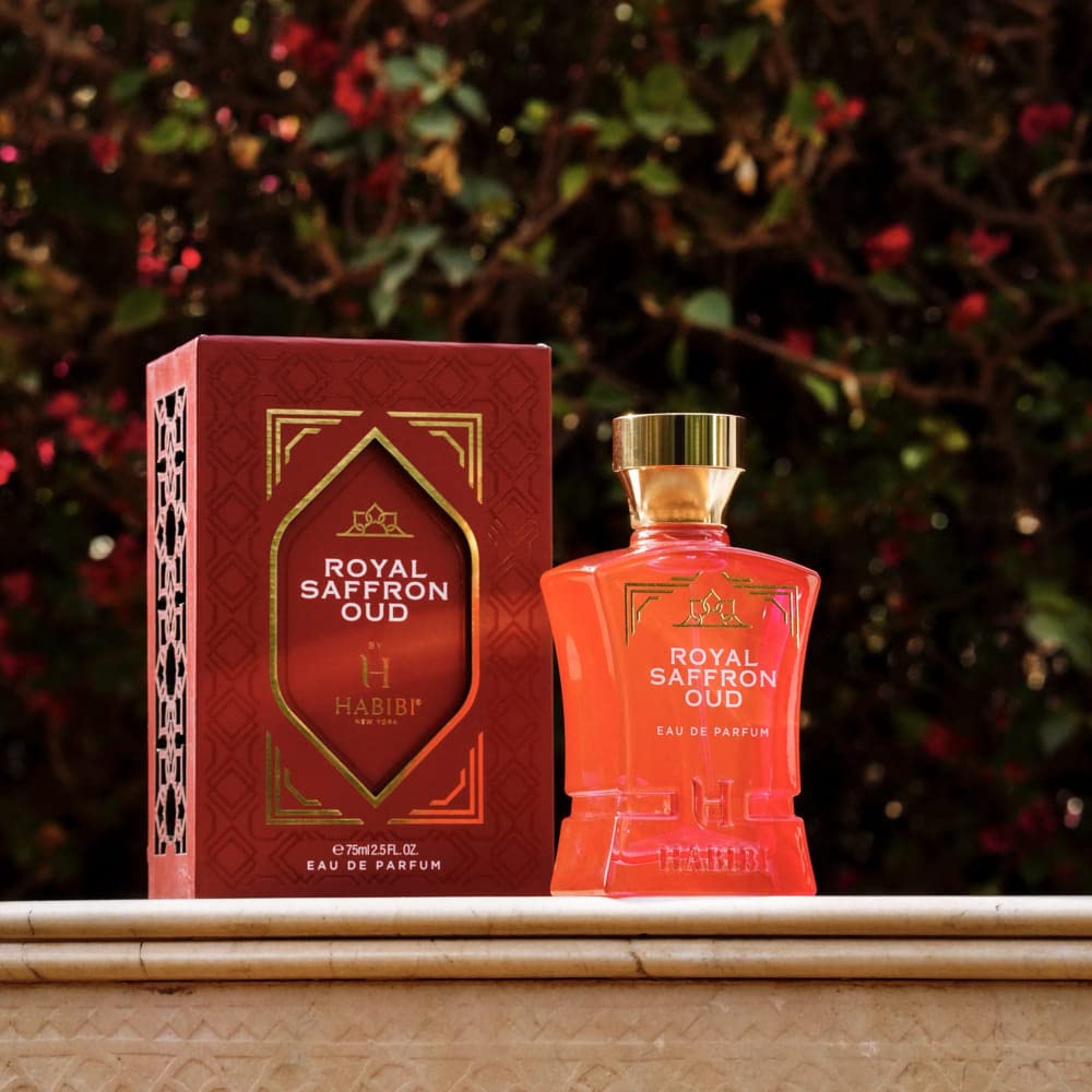 H HABIBI Royal Saffron Oud Arabian Perfume for Women – 2.5 oz (75ML) Long Lasting Women's Fragrance, Warm Woody Scent with Jasmine, Patchouli, Sandalwood & Amber Notes