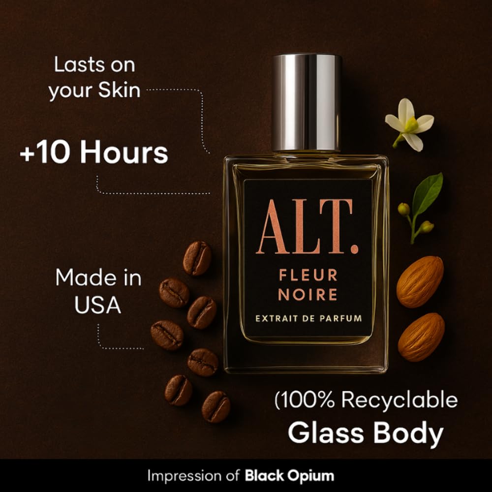 ALT. FRAGRANCES Fleur Noire 100ml Inspired by BlackOpium Extrait de Parfum Long Lasting Perfume for Women, Signature Scent Women’s Fragrance