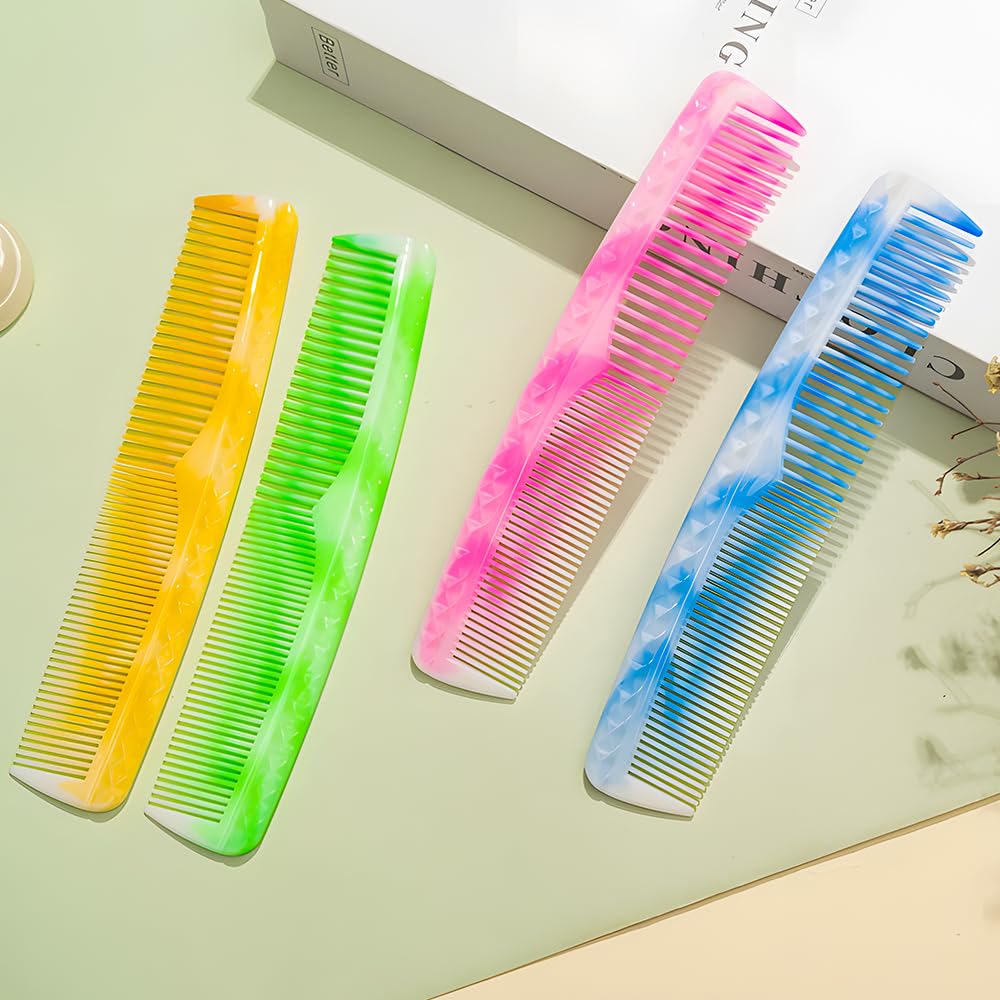 Yellow Hair Styling Combs Set - Wide-Tooth, Fine-Tooth, Rat Tail, and Dual Comb for Men and Women