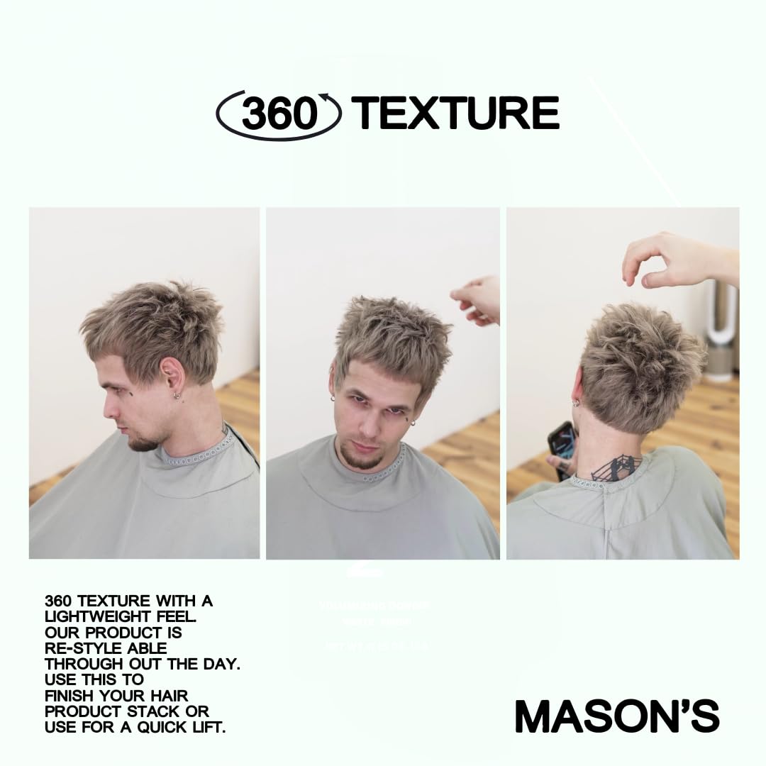 Mason's Texture Powder for Men – Lightweight Hair Texture & Styling Powder with Strong Hold, Matte Finish, Citrus Scent – Volumizing, Non-Sticky Texture Spray – 8.75g