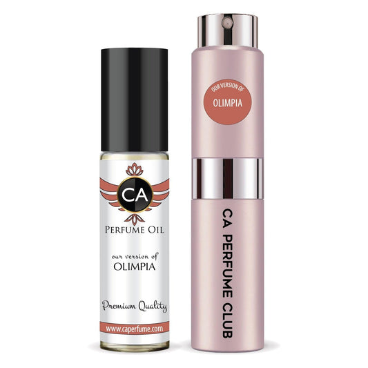 CA Perfume Duo Impression of Olimpia For Women Perfume Layering Set Long Lasting Travel Size EDP + Body Oil Roll-On Bottle 0.27 Fl Oz+0.33 Fl Oz