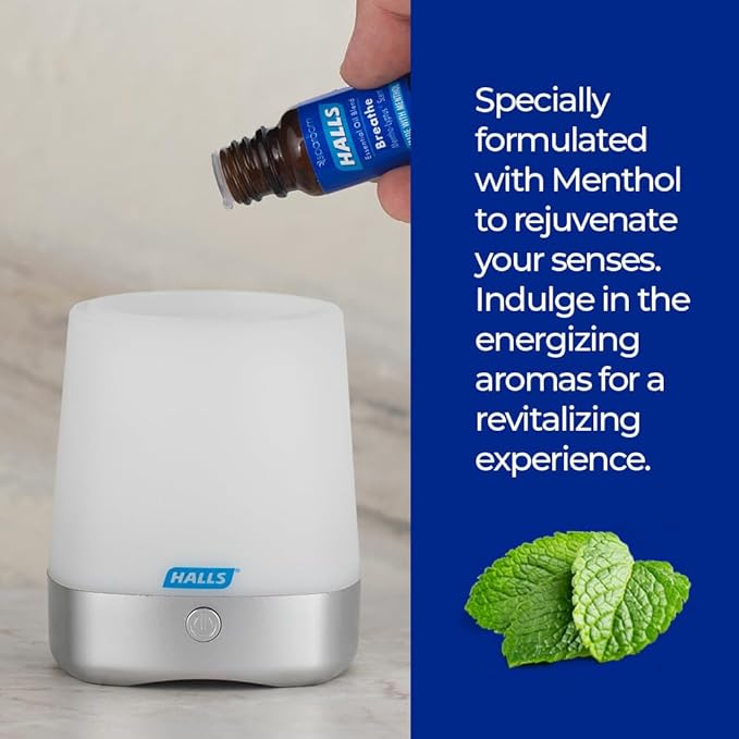 Halls Breathe Menthol with 100% Pure Essential Oils Blend for Diffusers and Aromatherapy, 10 mL, Mentho-Lyptus Scent