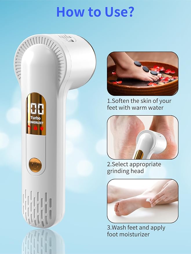 Electric Feet Callus Remover (with Dander Vacuum), USB Rechargeable Pedicure Device for Foot Care, Portable Power Foot File Tool for Dead Hard Skin Remove, Make Your Feet Soft Smooth