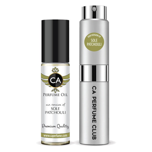 CA Perfume Duo Impression of Sole Patchouli For Women And Men Perfume Layering Set Long Lasting Travel Size EDP + Body Oil Roll-On Bottle 0.27 Fl Oz+0.33 Fl Oz