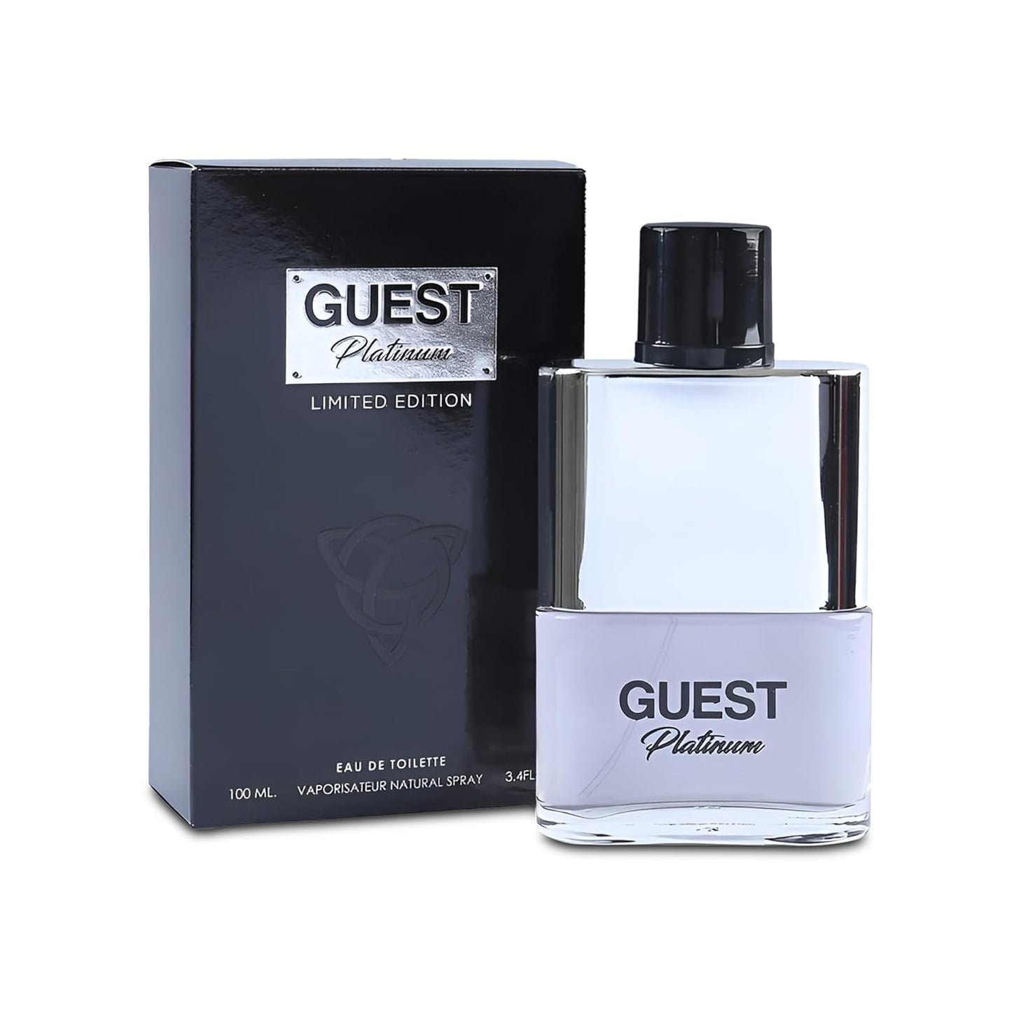 Guest Platinum Sensual Woody Fragrance for Men | Long Lasting Cologne Aromatic Scent, Eau de Parfum Natural Spray - Great Holiday Gift, 3.4 Fl Oz/100 Ml