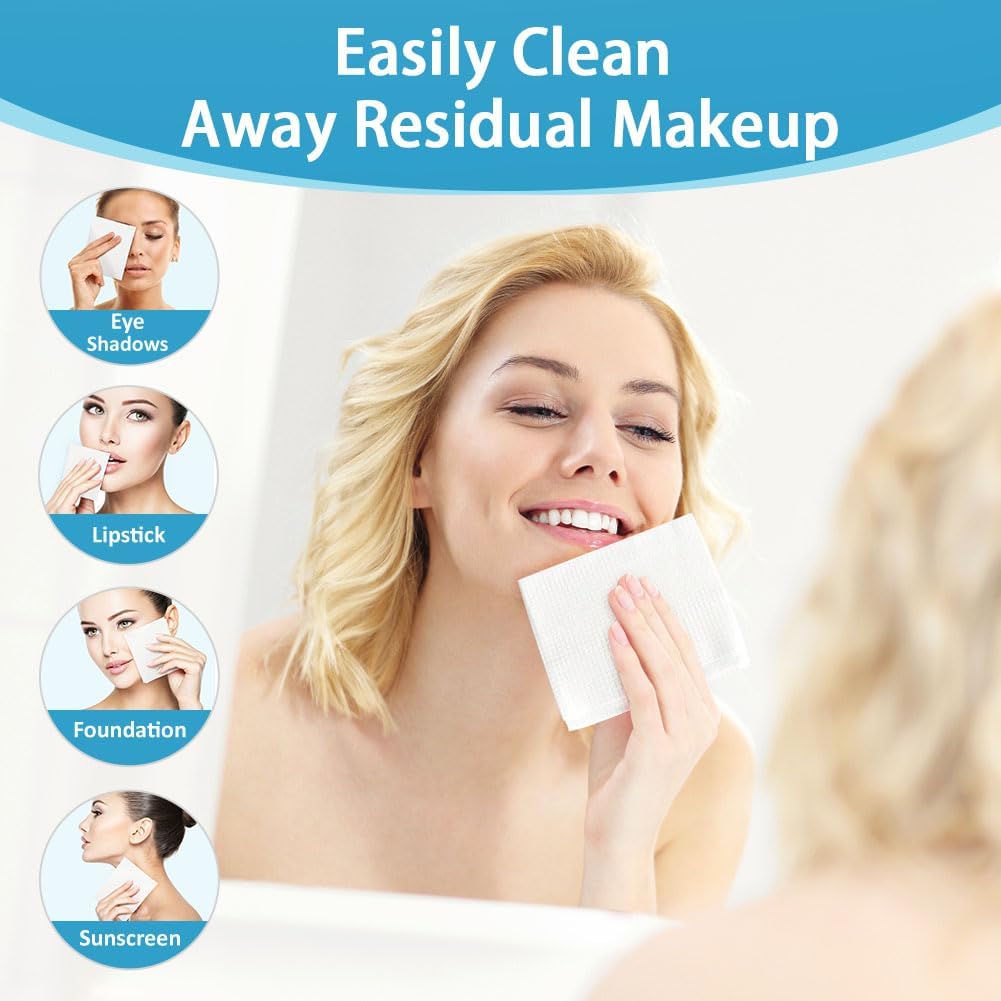 HOMEXCEL Face Towels 200 Count (4 Box), Disposable Makeup Remover Wipes, Super Soft Biodegradable Dry Facial Hand Clean Facial Towels Wash Cloth