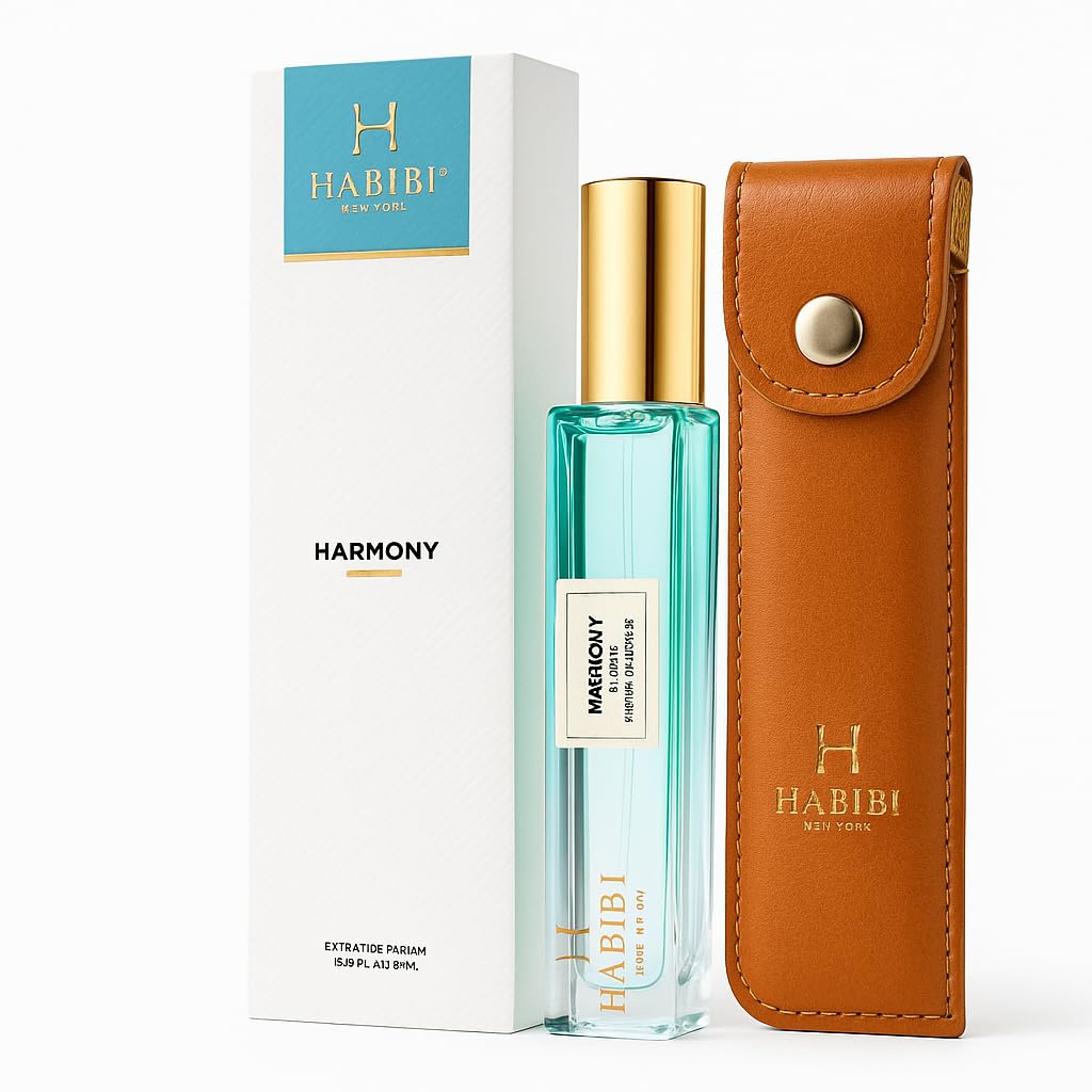 H HABIBI Harmony Extrait De Parfum 10ml (0.30 fl Oz) – Travel Size Unisex Arabian Fragrance, Long Lasting, 25% Perfume Oil, Luxury Niche with Leather Case