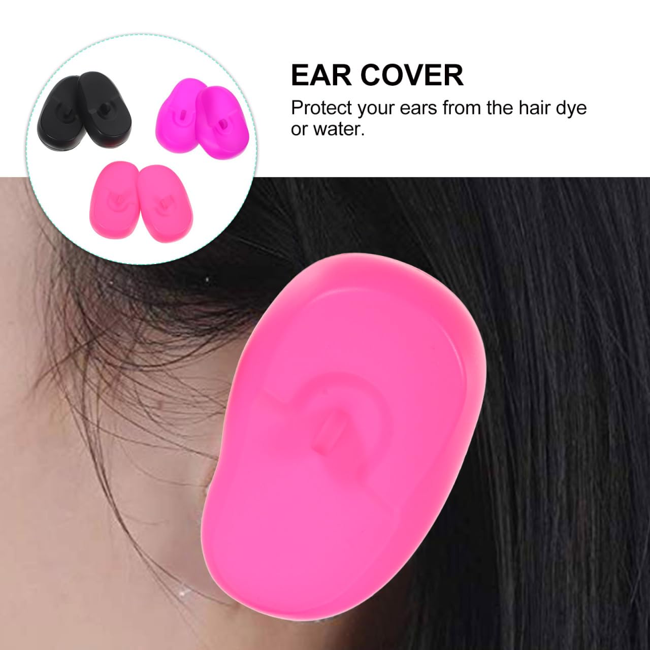 Healifty Silicone Anti-Dyed Ear Covers 3 Pairs Waterproof Ear Protectors for Hairdressing Heat and Water Resistance