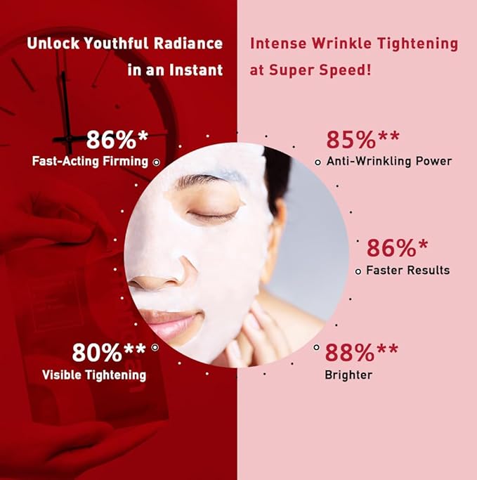 menorah skincare - Anti-Aging Serum Rescue Sheet Masks (4 Sheets) - with Goji Berry, Rosehip, Facial Mask, Skin Firmness and Elasticity