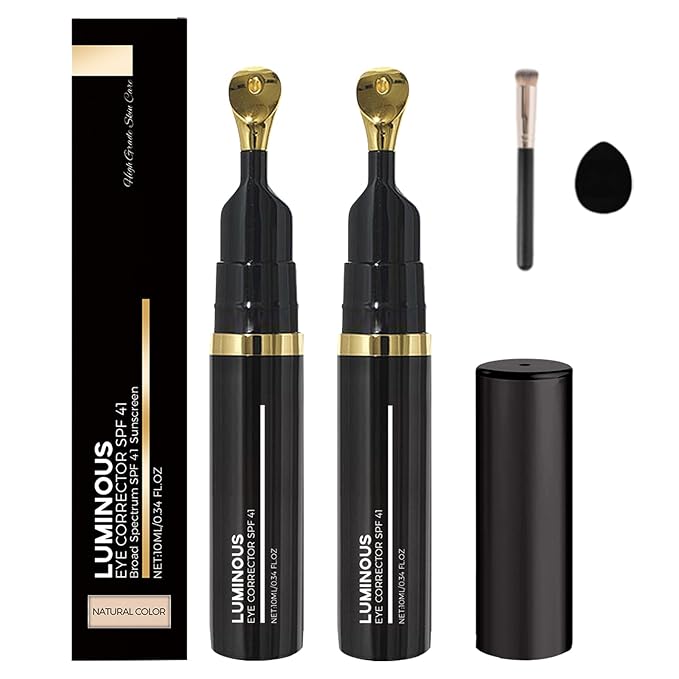Luminous Eye Corrector Spf 41, 2pcs Dermatology Luminous Under Eye, Under Eye Concealer for Dark Circles, Anti-Aging Wrinkles Eye Cream, Hydrating Tinted Cream for All Type Skin-Natural Color(2)