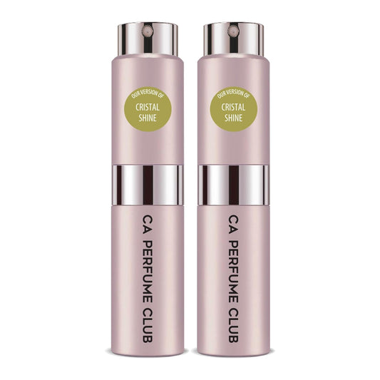 CA Perfume Impression of Cristal Shine for Women Floral Green Scent Long Lasting Perfumes for Women Eau De Parfum Travel Size Refillable Atomizer Spray 0.27 Fl Oz 8ml (Set of 2)