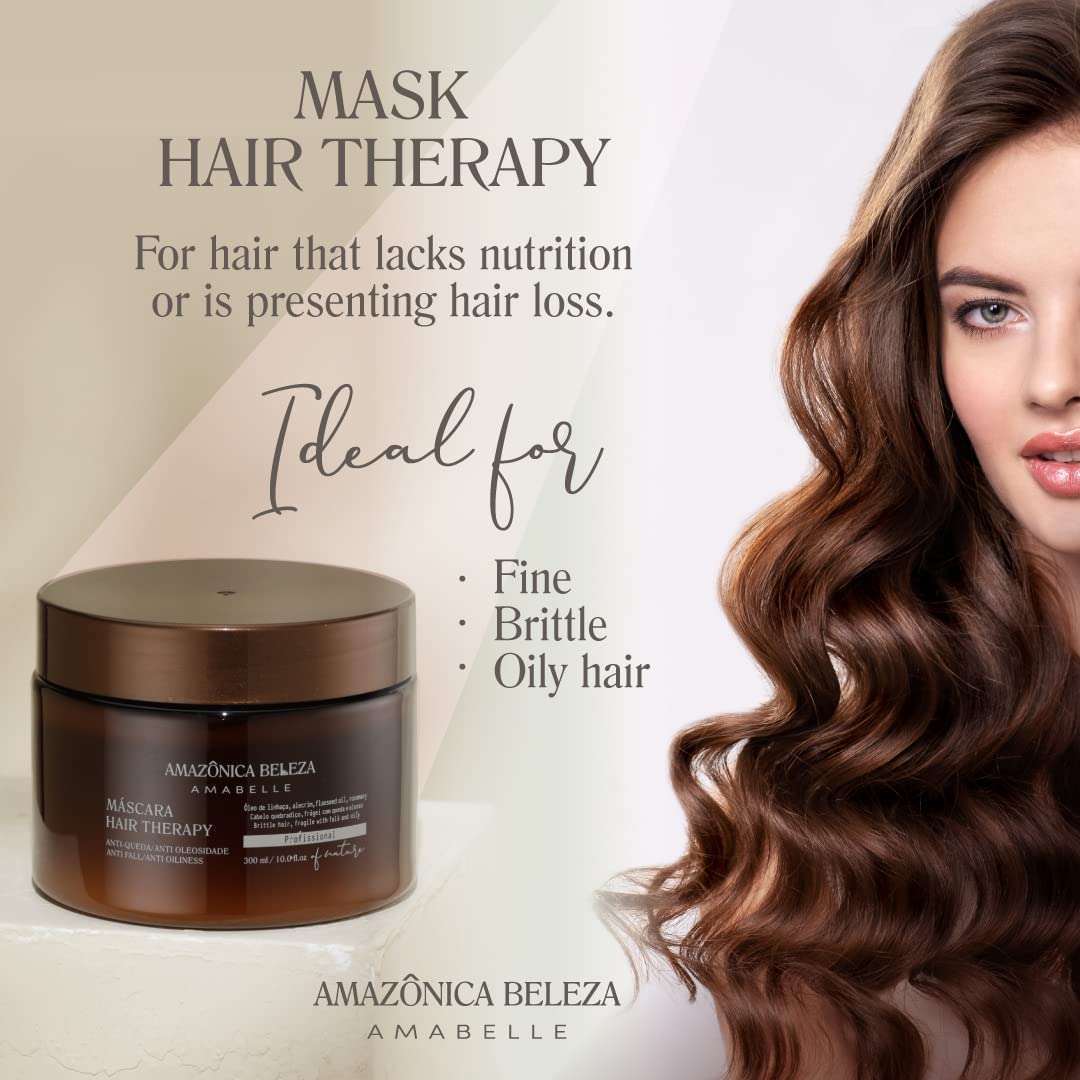 AMAZONICA BELEZA Hair Therapy Hair Mask, Removes Oiliness Hair Loss and Promotes Growth Shampoo, Profesional Anti-Caida y Anti-Oliocidad 10 Oz