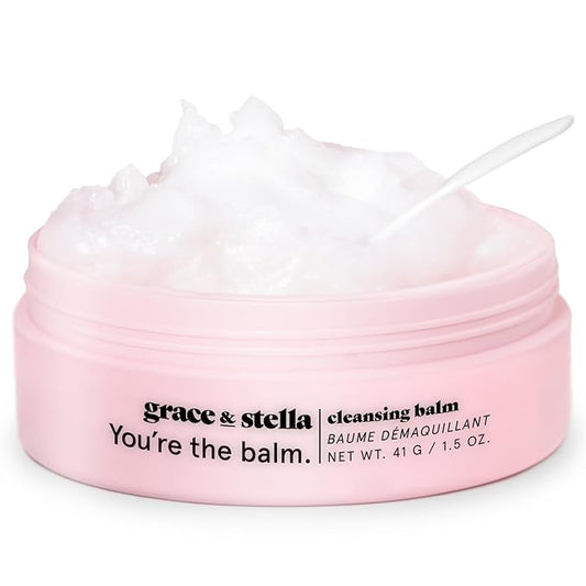 grace & stella Cleansing Balm - Travel Size Makeup Remover - Deep Cleansing & Hydrating Face Cleanser - Dissolves Waterproof Make Up, SPF & Impurities - Gentle on Skin - Vegan Skincare (41 g/ 4.3 oz)