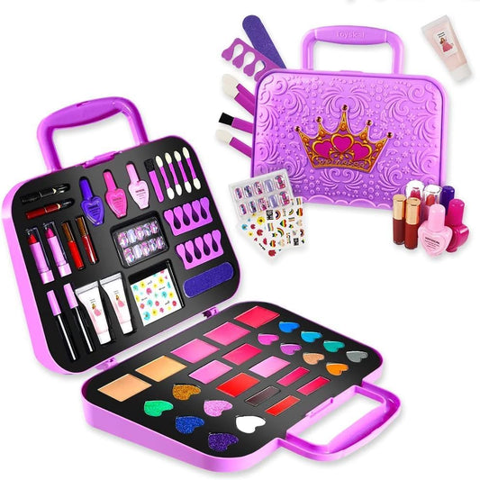 Toysical Kids Makeup Kit, 51 PCS Pretend Play Set for Kids, Real Makeup Toys for Girls, Non Toxic, Princess Toys for Girls, Birthday Gift for 3 4 5 6 7 8 9 10 Years Old Children