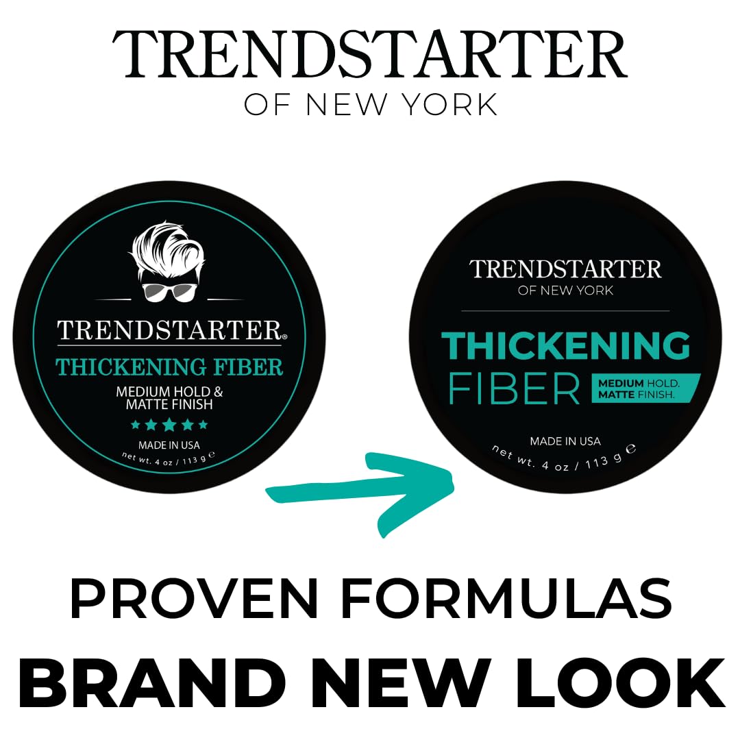 TRENDSTARTER - THICKENING FIBER (4oz) - Medium Hold - Matte Finish - Premium Hair Thickening Clay Pomade - Water-Based - All-Day Hold Styling Product