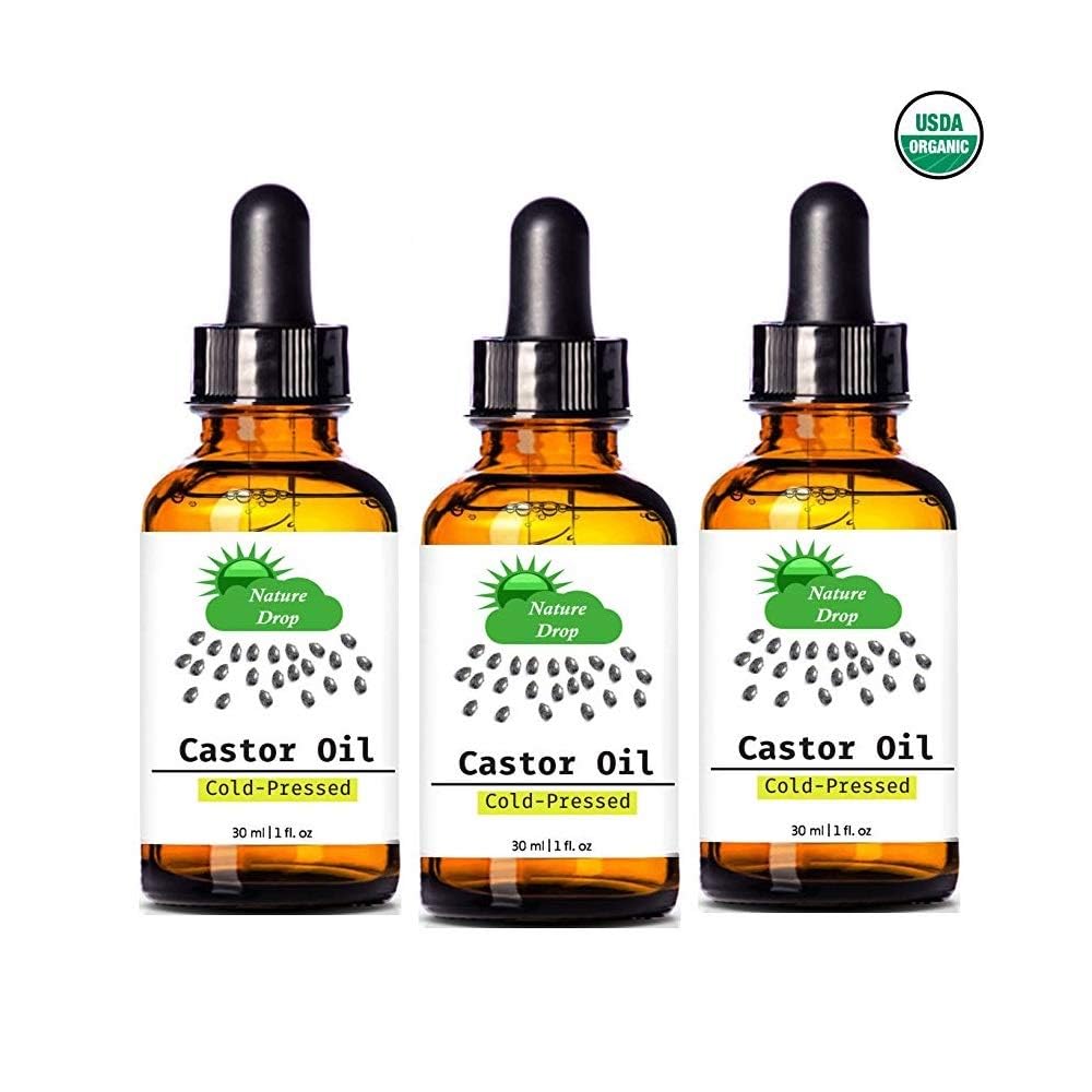 Organic Castor Oil,1 oz - 100% USDA Certified Pure Cold Pressed Hexane free - Best oil Growth For Eyelashes, Hair, Eyebrows, Face and Skin, Triple Filtered, Great for Acne