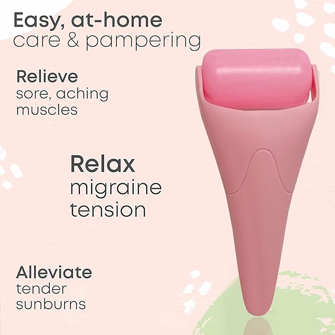 Ice Roller for Face & Eye，Facial Skin Care Tools Face Roller Massager - Reduce Puffiness Migraine Pain Relief, Idea Gifts for Women Men (Pink)