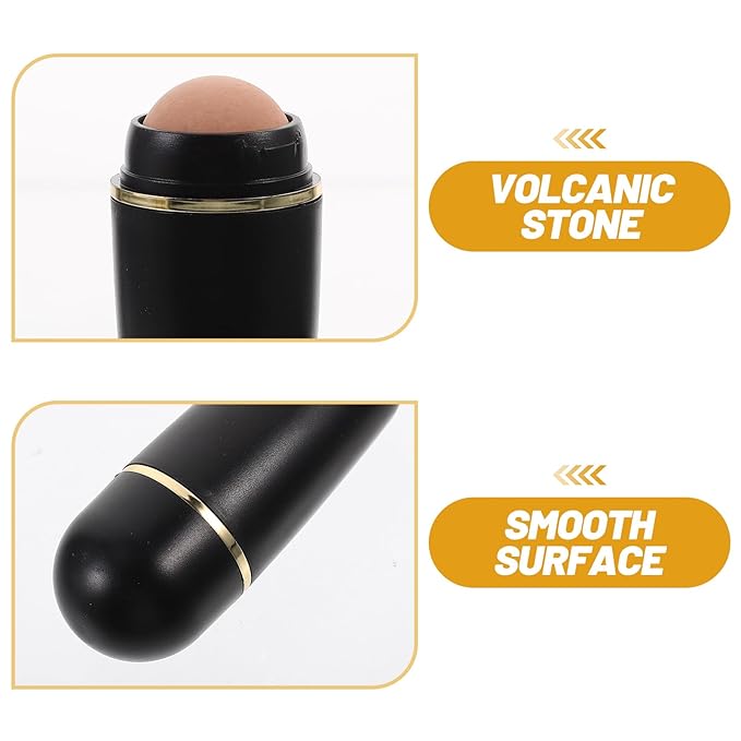 4PCS Volcanic Stone Ball Facial Oil Absorbing Roller, Mini Oil Control Tool for Daily Use, Smooth and Wear-Resistant, Beige, 3.14 * 1.18 * 0.78inch