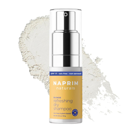 Naprim Naturals Nourishing Dry Shampoo Hair Powder for Blonde - Talc-Free Oil Absorption for Lightweight Volume - No Residue UV Protection Non-Aerosol - Travel-Friendly Hair Care (30g)