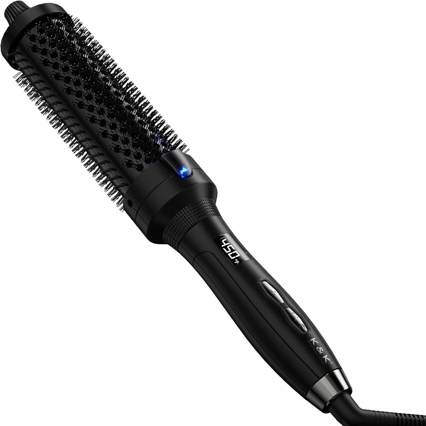 K&K Thermal Brush, Negative Ion 1 1/2 Inch Heated Curling Brush with Ceramic Tourmaline for Blowout Look, Multi Temperature Thermal Round Brush Dual Voltage for Traveling