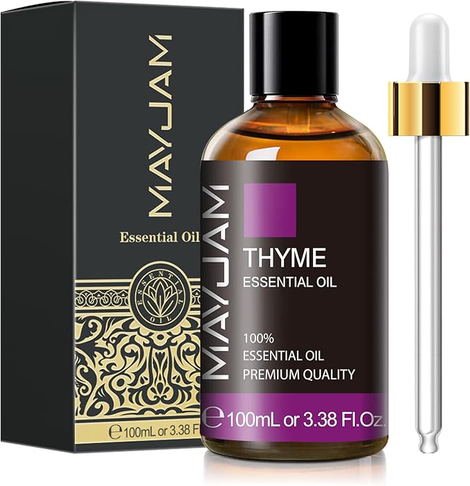 Thyme Essential Oil 3.38FL.OZ - Pure Essential Oils with Glass Dropper - Thyme Oil for Aromatherapy and Diffuser, MAYJAM Essential Oil Singles