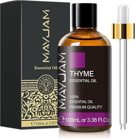 Thyme Essential Oil 3.38FL.OZ - Pure Essential Oils with Glass Dropper - Thyme Oil for Aromatherapy and Diffuser, MAYJAM Essential Oil Singles
