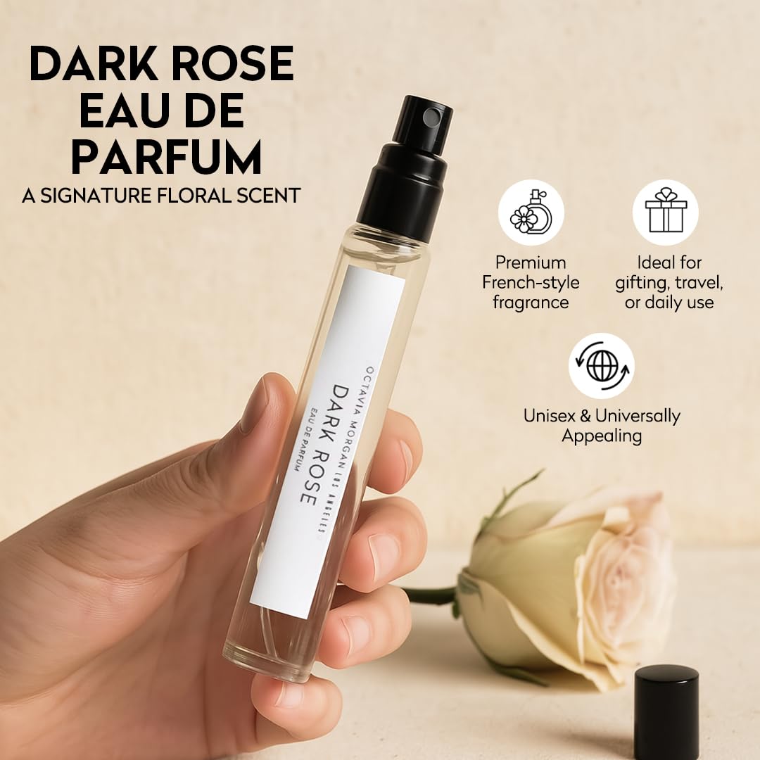OCTAVIA MORGAN DARK ROSE Eau De Parfum- Bold Vanilla Perfume with Black Rose, Plum & Pink Peppercorn- Travel Perfumes with Long-Lasting, Seductive Depth- Unisex Perfume for Unforgettable Moments- 10ML