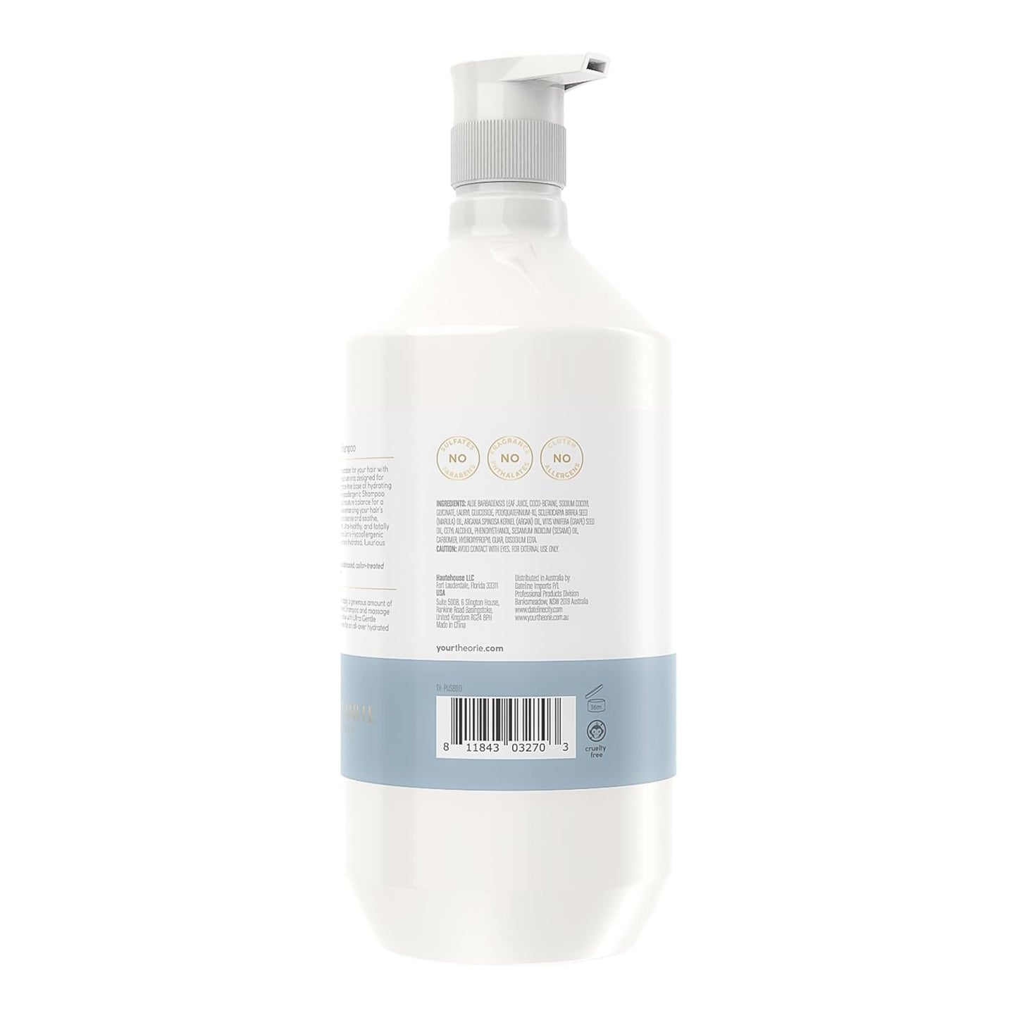 Theorie PURE Ultra Gentle Hypoallergenic Shampoo – Plant-Based & Vegan – Fragrance Free – Designed for Delicate Scalps – Pump Bottle – 27 fl oz (1 Pack)