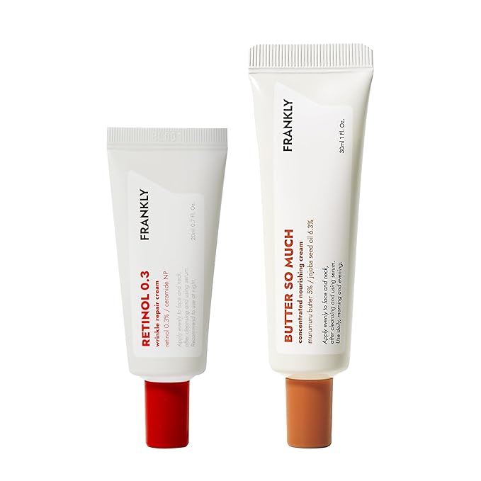FRANKLY Skin Repair Duo: Retinol 0.3 Cream & Butter So Much Cream | Anti-Aging & Skin Turnover | Deep Moisturization | Vegan Butter, Jojoba Oil | Vegan & Curelty-Free | Korean Skincare Set