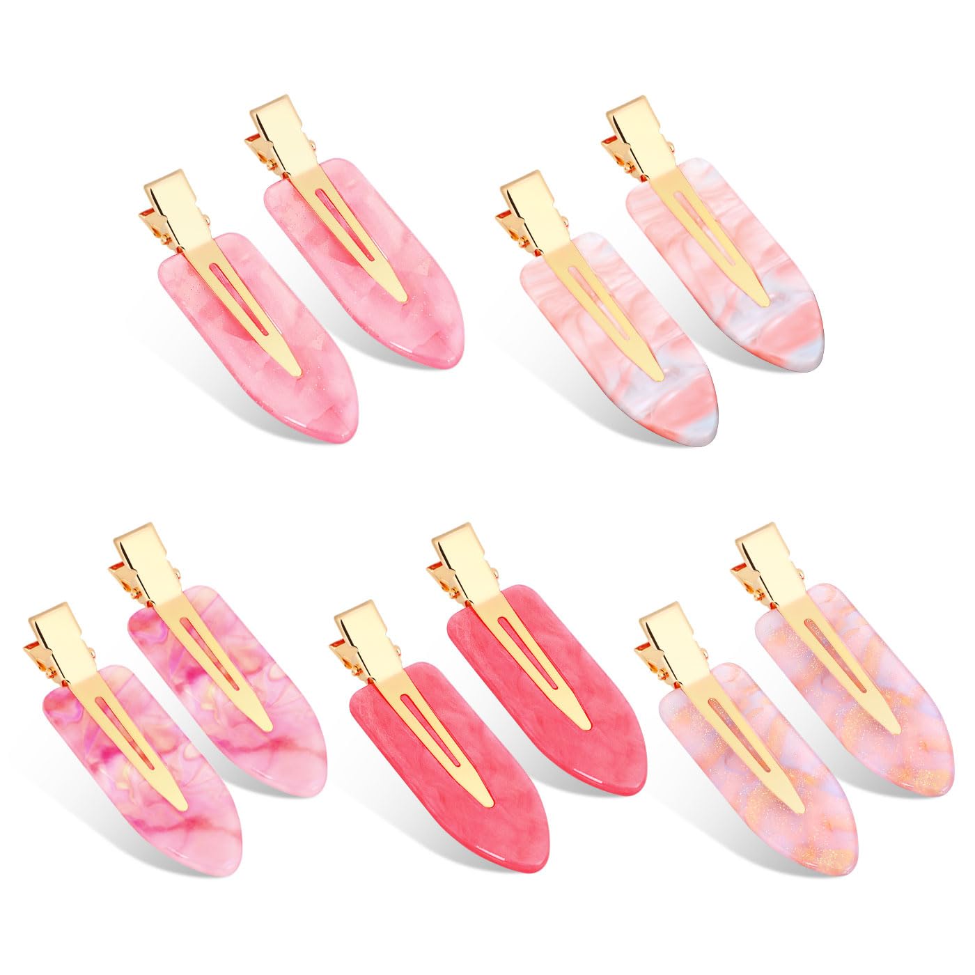 KesaPlan 10PCS No Bend Hair Clips, Pink No Crease Hair Clips for Styling, Acrylic Resin Flat Duckbill Clips, Seamless Bang Hair Barrette for Women Girls Makeup Hairstyle Accessories