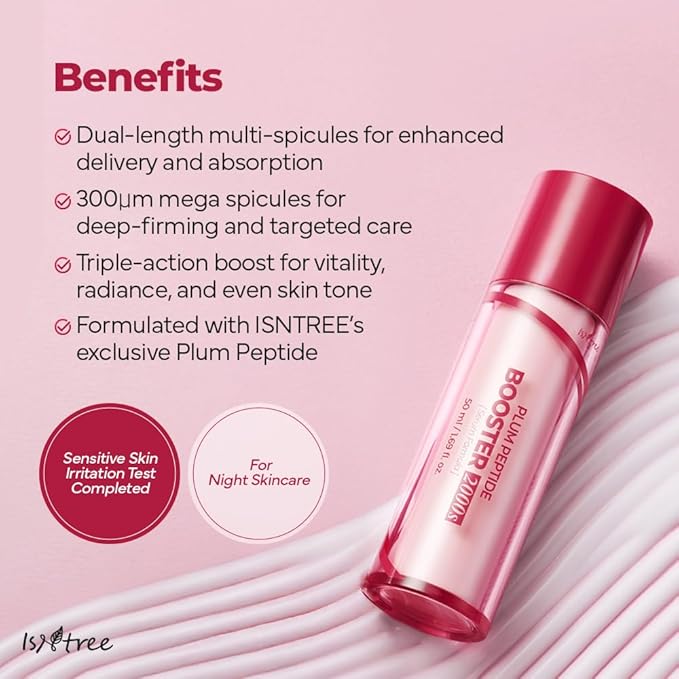 ISNTREE Plum Peptide Booster 2000s 50ml, 1.69 fl oz + Plum Peptide Plumping Gel Mask 30g*4ea