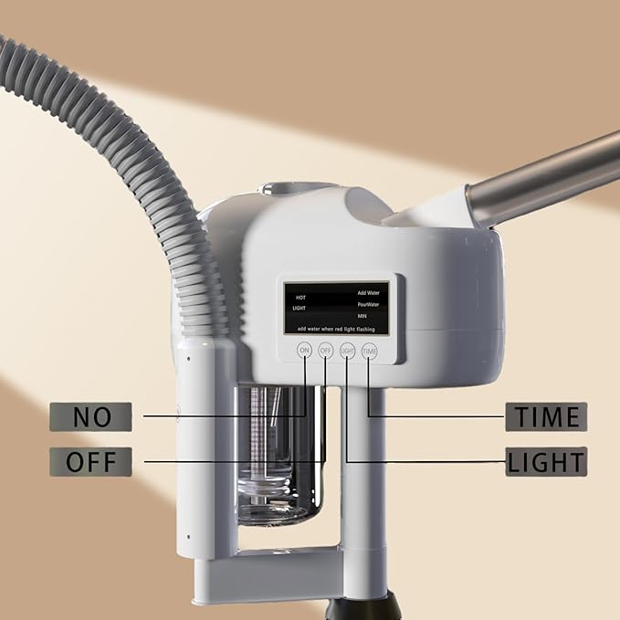Facial Steamer with Magnifying Lamp, Face Steamer for Esthetician, 2 in 1 Facial Steamer Professional, Face Steamer for Facial Deep Cleaning（White）.