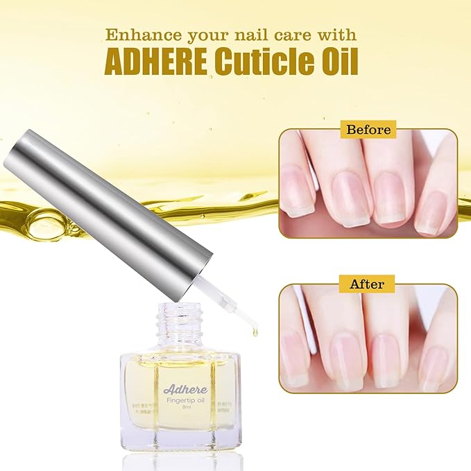 ADHERE Cuticle Oil for Nails Professional Nail Oil 8ML, Jojoba Nail Cuticle Oil Contains Vitamins with Soft Brush, for Nourishing, Hydrating, Dry Rough Nail Care Repair Essential Nail Care (Berries)