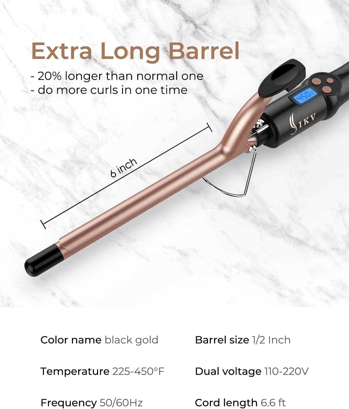 Small Curling Iron, 1/2 Inch Long Barrel for Short Hair, Ceramic Skinny Curling Wand