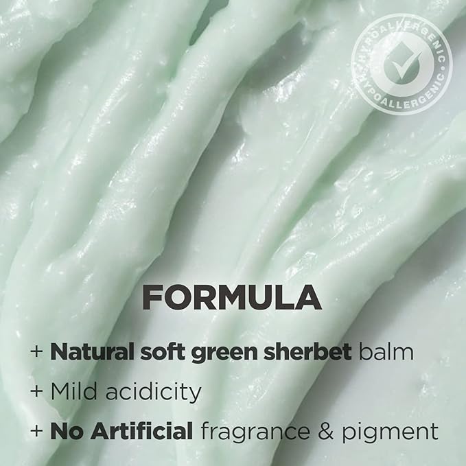 Soft Reset Green Cleansing Balm - Vegan Gentle Makeup Remover Sherbet Cleanser - Milky Oil Based Cleanser - Tea Tree Extract & Jojoba Oil - Hypoallergenic for Sensitive Skin, 3.38oz.