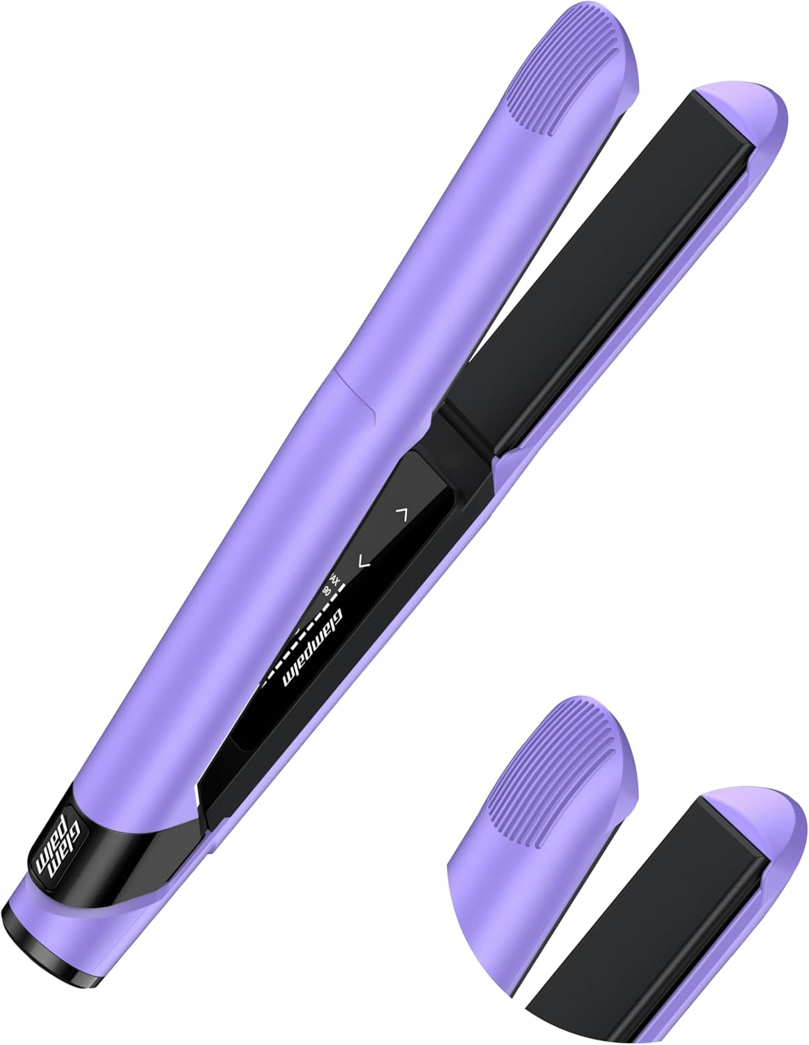 GLAMPALM Hair Straightener 1" Ceramic Flat Iron Infused with Vita C, Korea's No.1 Professional Salon Tool, 3D Swivel Cord & Dual Voltage, Digital LED(210°–450°), 20s Fast Heat-Up, Purple (GP201T)