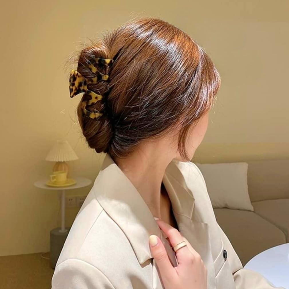 Hair Claw Clips Cutout Tortoise Shell Celluloid Hair Jaw Clips Large Hair Catch Clamps Barrettes Headwear Accessories for Women Ladies (2 Pack)