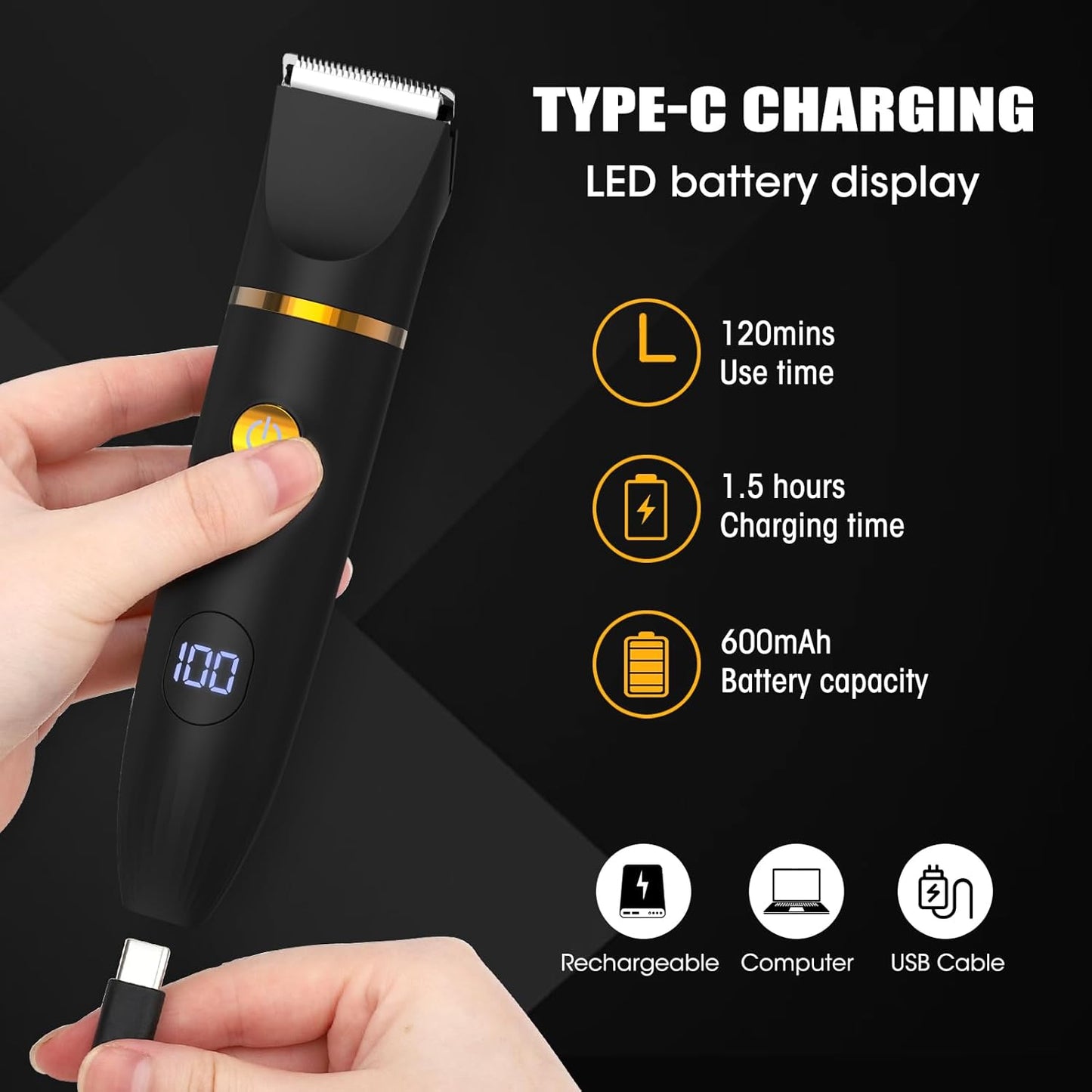 Manscape Body Trimmer for Men, 3 in 1 Men's Grooming Kit with Pubic/Nose Hair Trimmer & Ball Shaver for Nose/Balls/Groin/Legs/Chest Hair Removal, LED Display, IPX6 Waterproof, Gifts for Him Dad