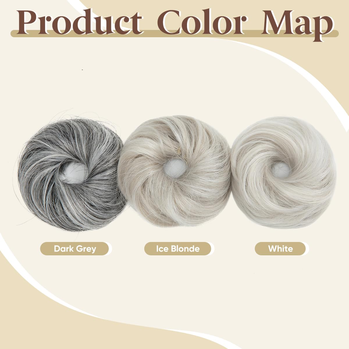 CJL HAIR 2PCs Small Cute Messy Bun Hair Piece for Thin Hair Women Mini Synthetic Curly Bun Scrunchies Updo Hairpieces Ice Blonde