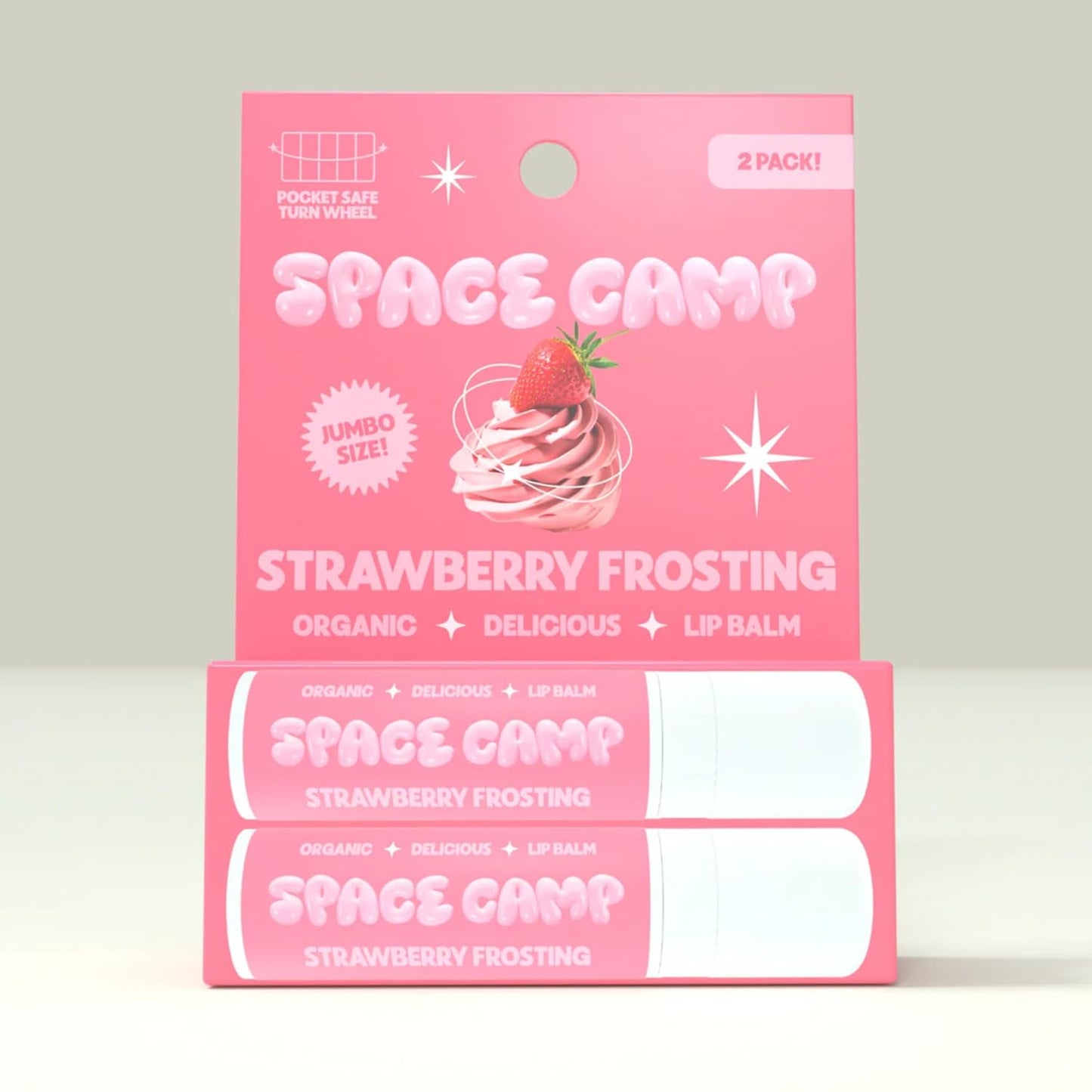 Wellness Jumbo Lip Balm - Strawberry Frosting Organic Flavored Balm (2 Pack)