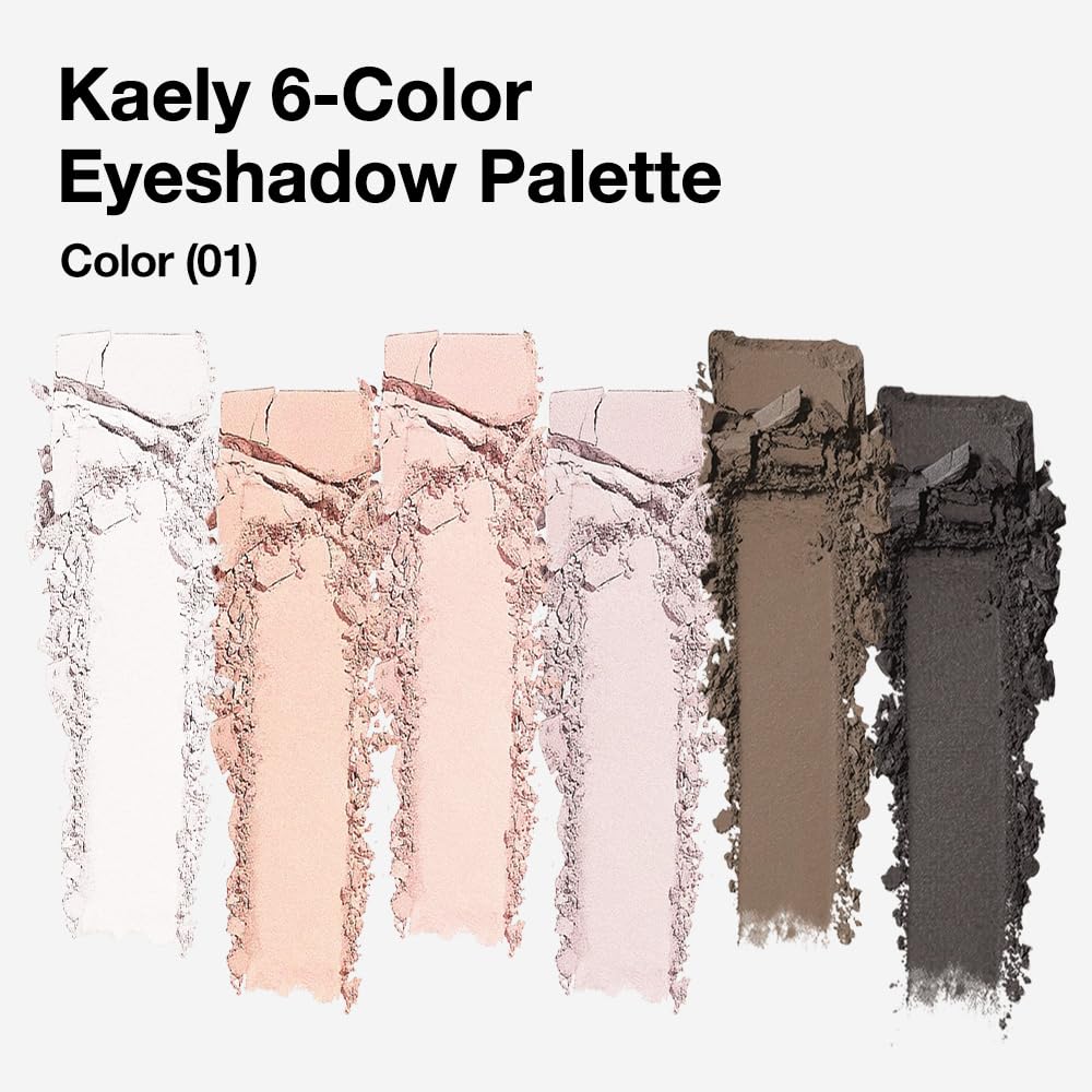 6 Colors Mini Nude Brown Eye Shadow Palette Makeup for Older Women, Neutral Matte Shimmer Eyeshadow Palette Highly Pigmented Waterproof, paleta de sombras de ojos, Vegan & Cruelty-free, 01