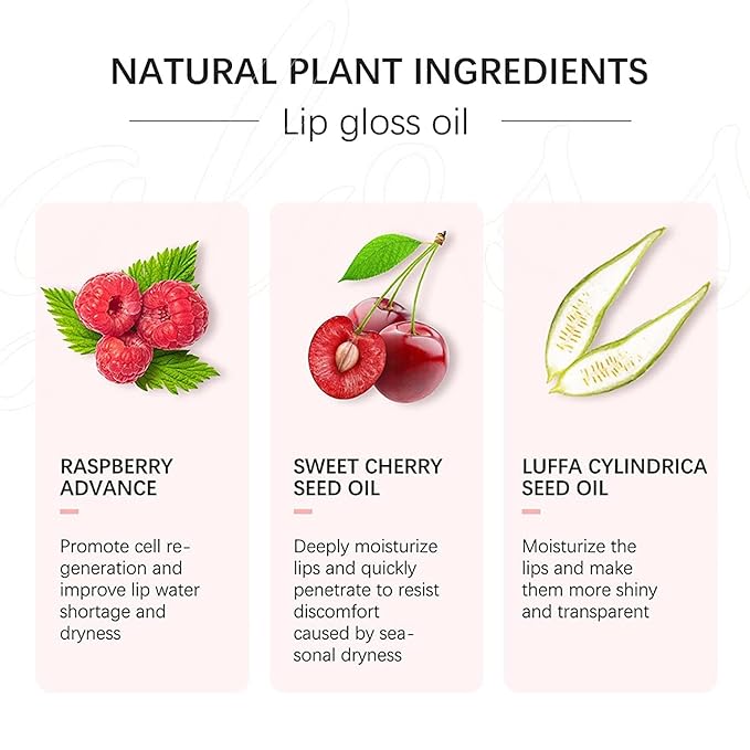 Fruit Flavored No-Sticky Lip Gloss Balm for Dry Lips - Hydrating and Nourishing Cherry Lip Oil (0.2 OZ)