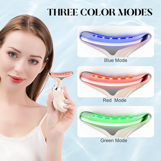 Neck Face Massager, Facial Massage Device with Thermal, Triple Action Colour Modes for Skin Care, Face Sculpting Tool for Double Chin(pink)
