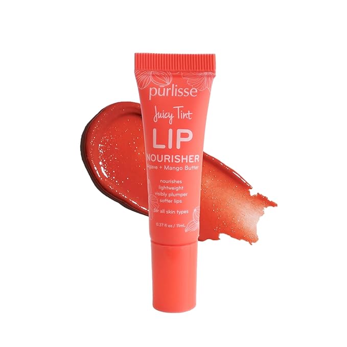 pürlisse Juicy Tint Moisturizing Tinted Lip Balm for Women - Hydrating Lip Treatment for Dry Cracked Lips - Enriched with Shea Butter & Jojoba Oil for Plumper Soft Lips - Sunset Shine (.38 oz)