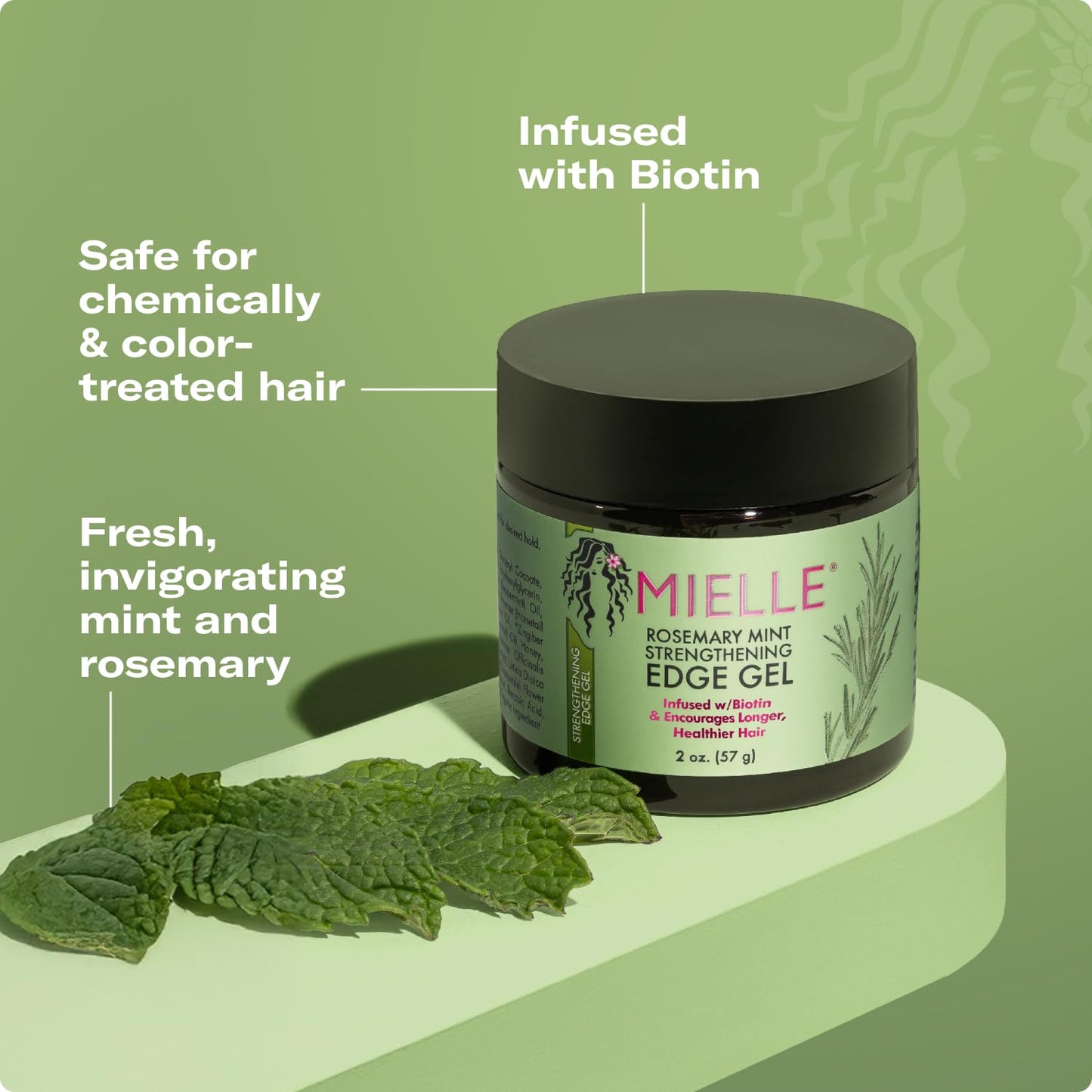 Mielle Organics Rosemary & Mint Edge Control Gel - Strong Hold Hair & Edge Gel for Women & Men - Infused with Biotin, Coconut & Babassu Oil to Encourage Longer, Healthier Hair (2 Fl Oz)