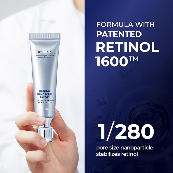 Atclinic Neck Firming Serum with Retinol & 5-Peptides – Reduce Wrinkles & Tech Neck Lines in 2 Weeks | Lightweight, Korean Skincare (1 fl oz)